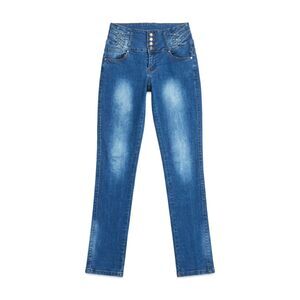 Tush Push Corset Waist Skinny Jeans Medium Wash Y2K Rhinestone